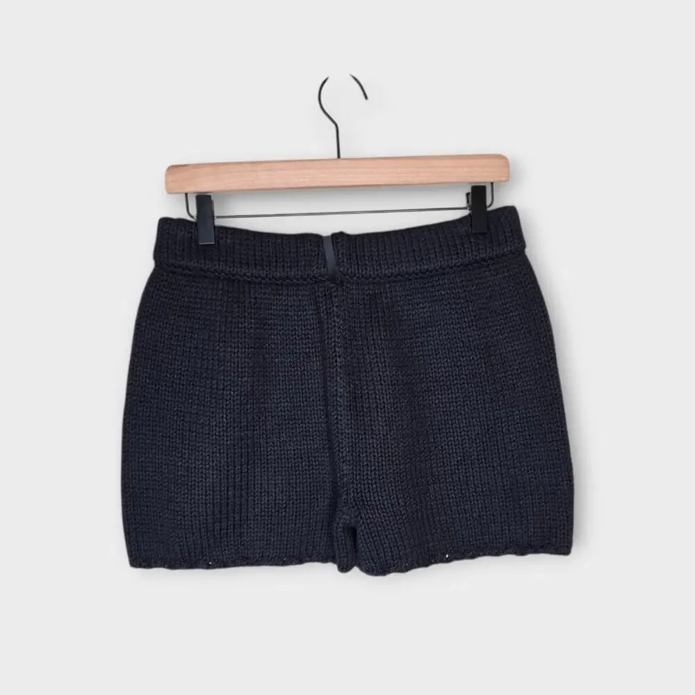 NEW ASKK NY Black Silk Organic Cotton Woven Knit Shorts Women's Small